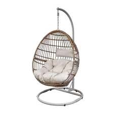 Garden Egg Chair & Cushions, Hanging Swing Steel Frame- Rattan