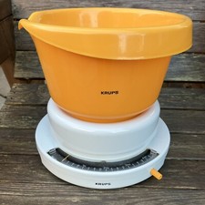 Vintage Krups Addigram Scale with Bowl Mechanical Kitchen Scale Orange And White