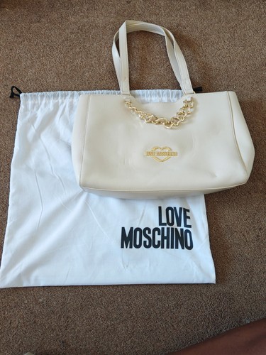 Cream love moschino tote - love, bag