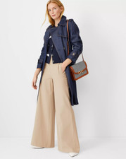 NEW ANN TAYLOR $119 BAGUETTE TWILL SAILOR PALAZZO PANTS SZ 10P 10 PETITE