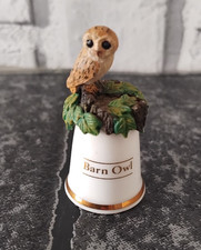 Sterling Classic? Thimble Barn Owl Hand Painted Pewter British Wildlife