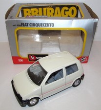 Burago 1/24 Fiat Cinquecento Sporting White w Pink Stripe VN Mint w Box Bburago