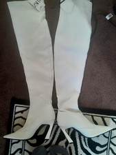 zara white leather over knee boots brand new size 39