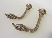 Vintage Brass Curtain Tie Backs Hooks French Old Rococo Gilt Antique 5.75"D
