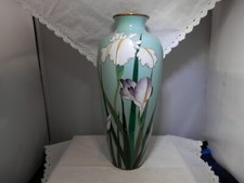 Antique cloisonne enamel  iris  vase, JAPAN