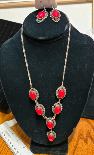 Red coral set 925 - in, sterling