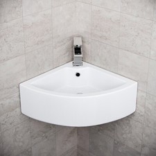 Small Quarter Corner Basin Sink Wall Mounted Cloakroom Bathroom Hand Wash Sink