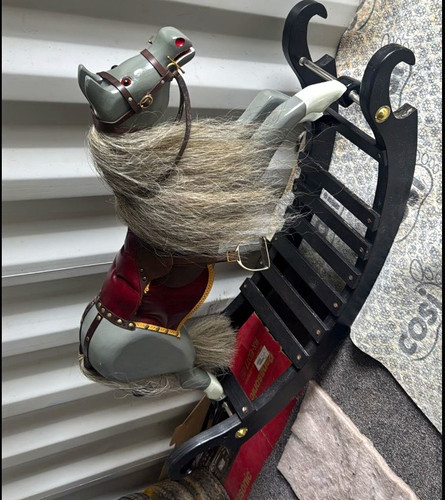 Grey black rocking horse - black,