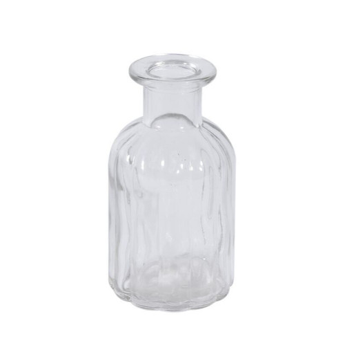Vintage ribbed glass bud - ribbed, vase