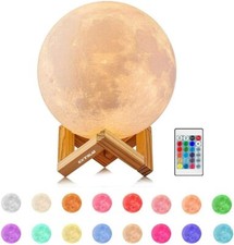 EXTSUD Full Moon Lamp, LED Lunar Night Light Remote Control Table Lamp Dimmable