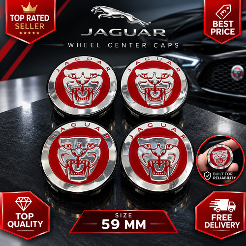 Jaguar 59mm wheel centre caps - 59mm,