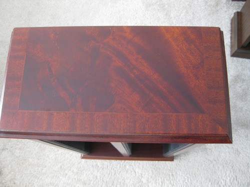 Dark stained wood storage - wood, cd