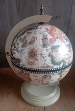 Tabletop Globe Bar Wine Stand White Eucalyptus Wood Elegant Design