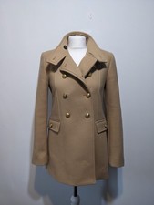 Zara Beige Manteco Wool Blend Coat Golden Buttons Size S