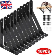 10PCS Heavy Duty Stainless Steel L Shaped Wall Mounted Shelf Brackets Support UK