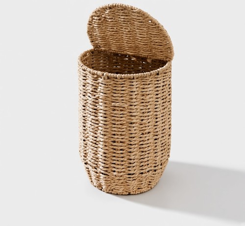 Woven flip top bathroom bin - woven,