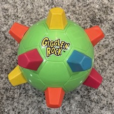 VINTAGE 90's Giggle N Rock Bumble Ball Toy Green w Multicolor Studs-Tested/Works