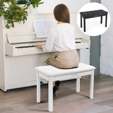   ♬Mustar Piano Stool Wooden Piano Bench With Storage Padded Keyboard Seat