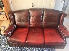 Lawson-backed Chesterfield 3-Seater Oxblood Leather Sofa (courier available)