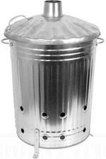 90 Litre 90L Extra Large Galvanised Metal Incinerator Recycle Garden Rubbish Fi