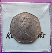 1970 Old Large 50p Coin Queen Elizabeth II Britannia UK Circulated LOW MINTAGE