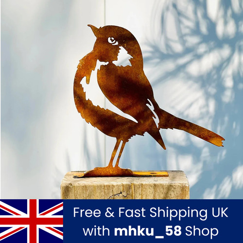 Rusty metal robin bird garden - bird,
