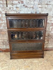 Victorian Stacking 3 Tier Globe Wernicke Oak Barrister Bookcase Leaded glass 
