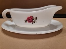 1960's Retro Phoenix Opalware 150/152 Gravy Boat & Oval Saucer Pyrex Christmas 