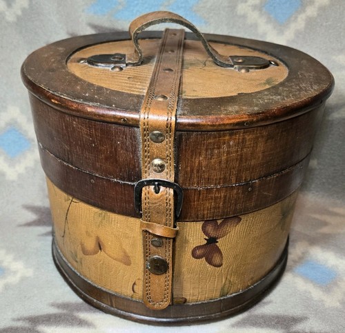 Vtg wooden hat box - vtg,