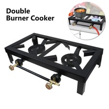 Camping Stove Double Burners Cast Iron Propane Gas LPG Stove BBQ Cooker Outdoor