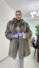 L Silver Fox fur coat