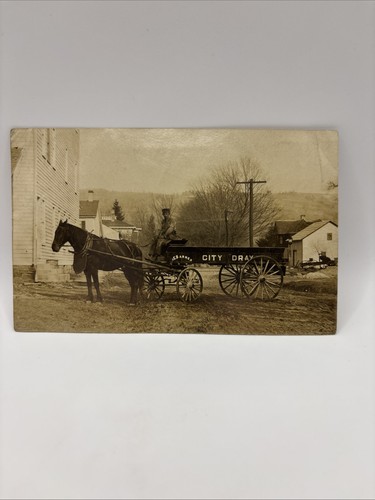 Rppc postcard city dray horse - rppc,