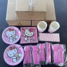 Hello Kitty Party Decorations & Tableware Set - Plates Cups Napkins Backdrop 