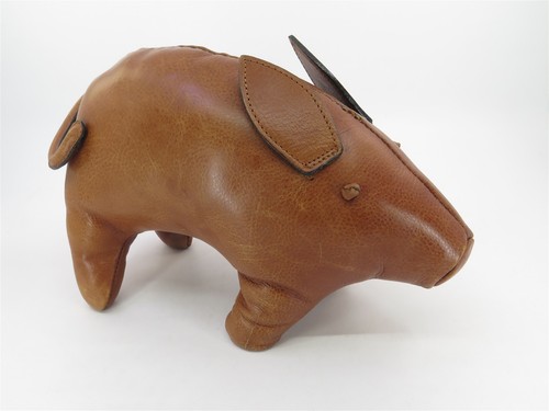 Vintage hand sewn leather pig - hand,