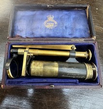 ANTIQUE VICTORIAN SMALL FIELD MICROSCOPE IN CASE JOHN BROWNING 63 STRAND LONDON
