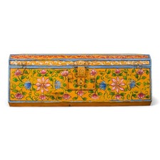 Vintage Metal Indian Hand Painted Travel Trunk Chest