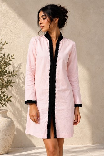 Baby pink linen caftan - baby,