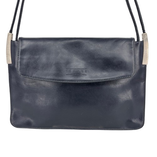 Texier leather handbag navy - leather,