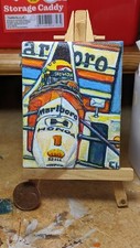 Ayrton Senna Maclaren MP4 - hand painted canvas - with easel