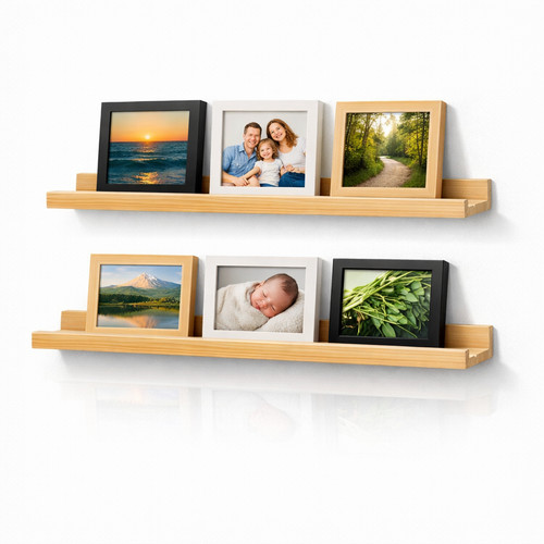 Pine wood picture ledge set - pine,