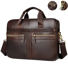 Men Laptop Bag Case Real Leather Messenger Business Work Briefcase Shoulder Bag