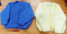 2 CARDIGANS Hand Knitted Baby