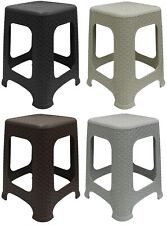 Large Plastic Rattan Stool Indoor Outdoor Home Garden Stackable Chair Foot Step