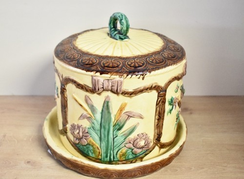 Victorian majolica lidded - majolica,