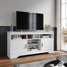 High Gloss 2 Door TV Unit Cabinet 135cm White TV Stand Sideboard Entertainment