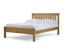 WOODEN PINE BED SLATTED HEADBOARD MANILA SINGLE DOUBLE KINGSIZE MATTRESS