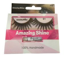 AMAZING SHINE HUMAN HAIR FALSE EYELASHES EYE LASHES - #61 - WITH ADHESIVE TUBE