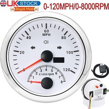 85MM Waterproof GPS Speedometer 120MPH With Tachometer 8000RPM For Boat Car UK