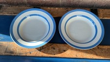 Vintage T G Green Blue/ White Cornishware  Pie soup Plate x 2 23 cm diameter