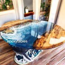 Ocean Epoxy Top Table Adorable Handmade Center Coffee Table Luxury Living Decors